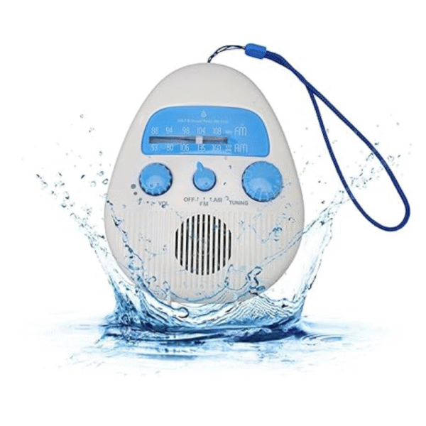 Shower Radio, Splash Proof AM FM Radio with Rotating Knob