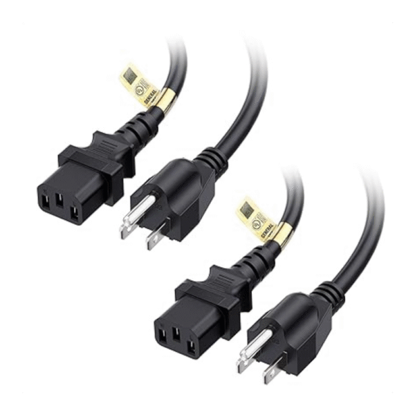 [UL Listed] Cable Matters 2-Pack 16 AWG 3 Prong Computer Power Cord